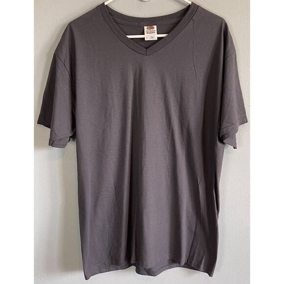 NWOT Fruit of the Loom HD Cotton Mens Dark Gray V-Neck Short Sleeve Tee Large - Picture 3 of 7